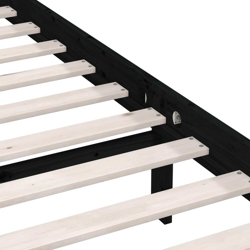Bed Frame without Mattress Black Solid Wood Pine Double