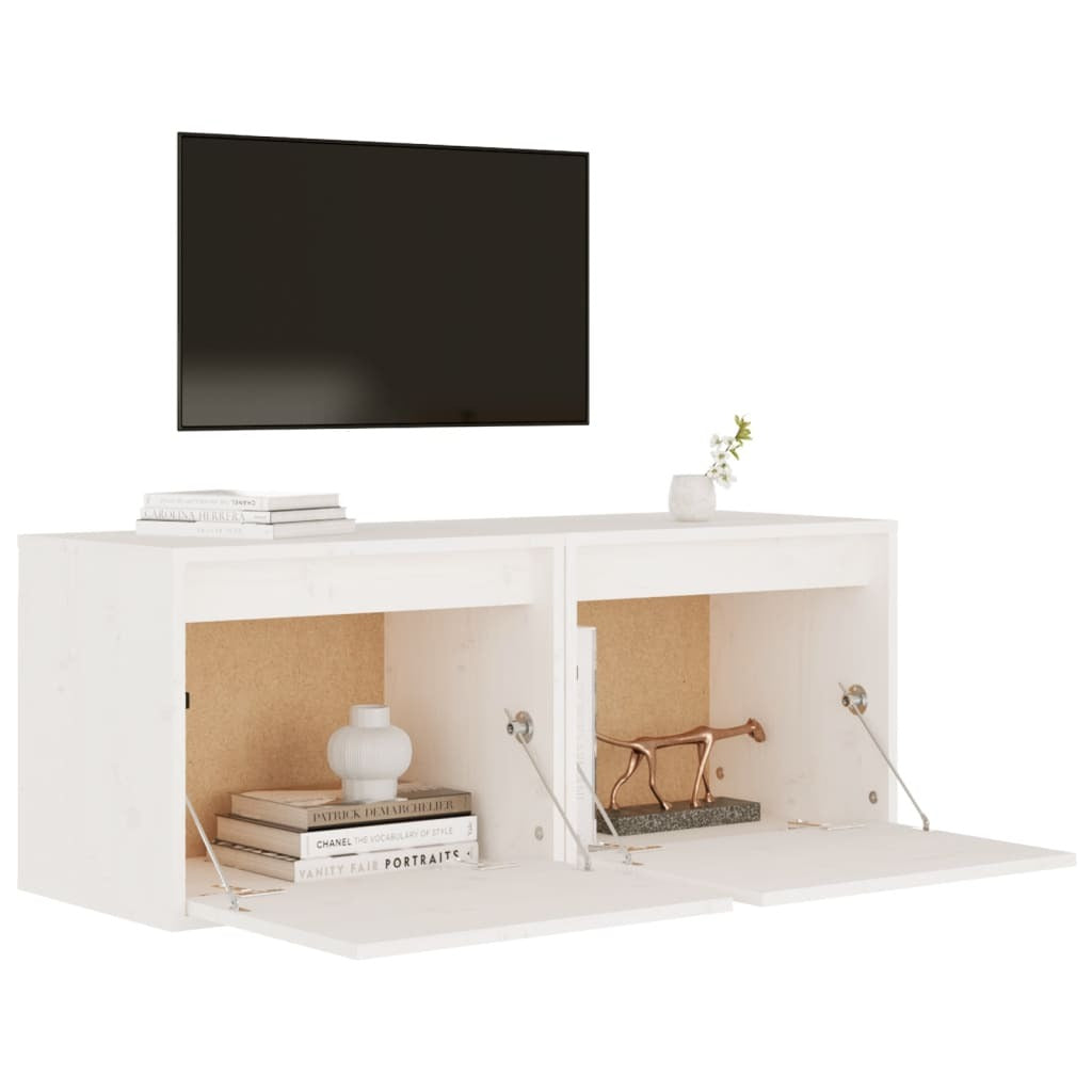 Wall Cabinets 2 pcs White 45x30x35 cm Solid Pinewood