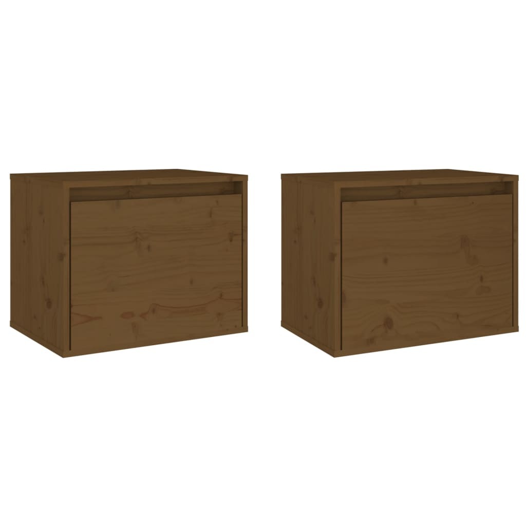 Wall Cabinets 2 pcs Honey Brown 45x30x35 cm Solid Pinewood