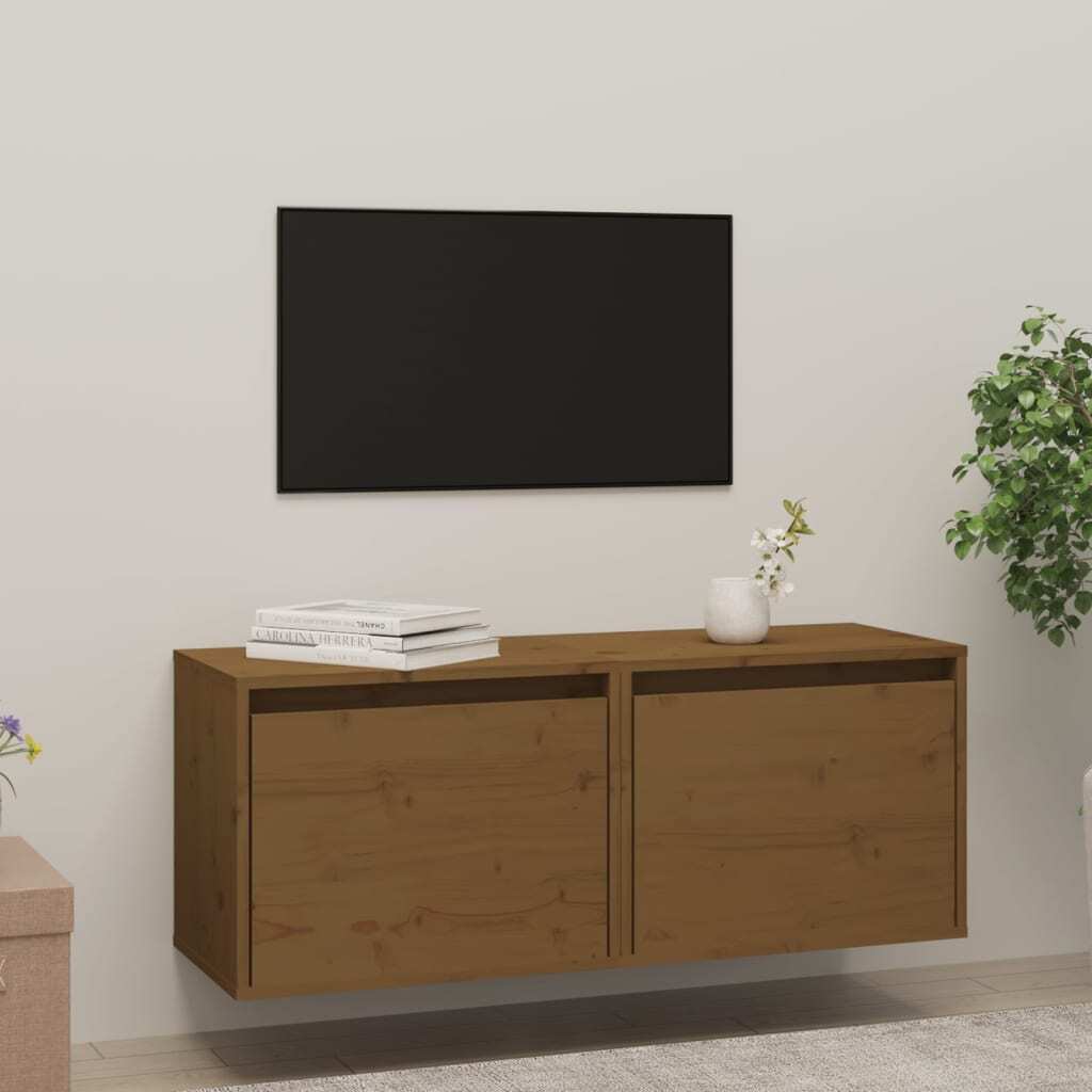 Wall Cabinets 2 pcs Honey Brown 45x30x35 cm Solid Pinewood