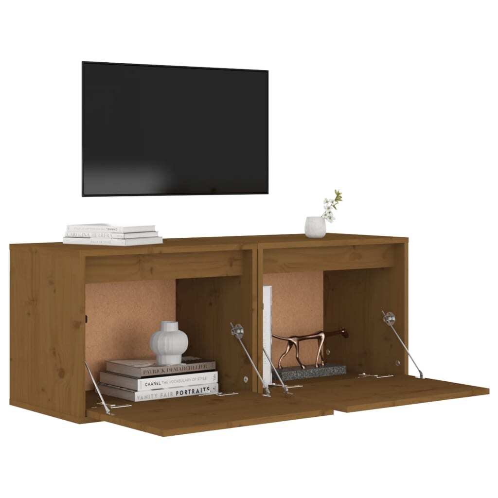 Wall Cabinets 2 pcs Honey Brown 45x30x35 cm Solid Pinewood