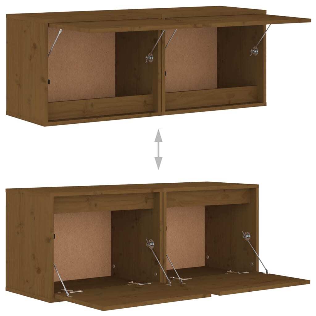 Wall Cabinets 2 pcs Honey Brown 45x30x35 cm Solid Pinewood