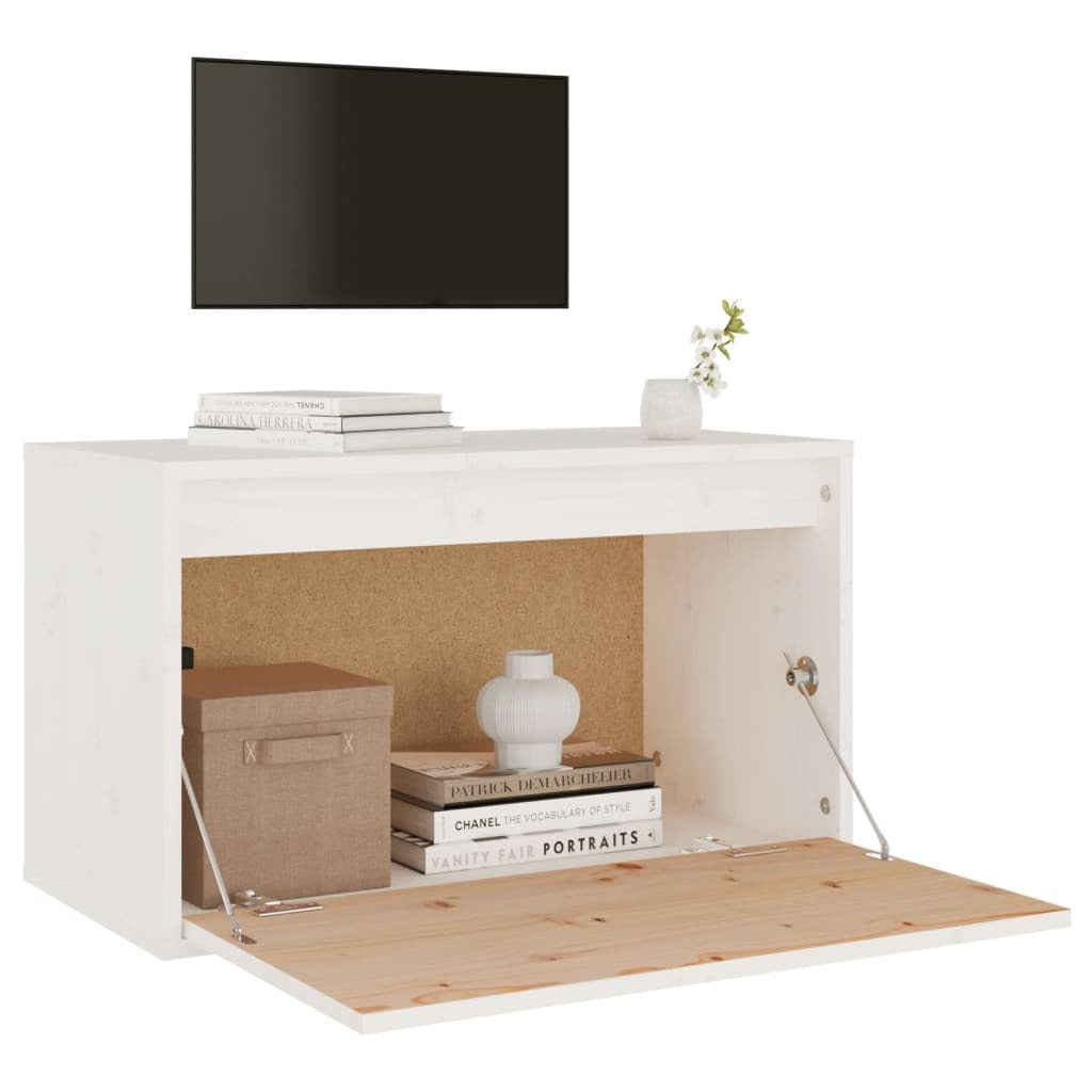 Wall Cabinet White 60x30x35 cm Solid Pinewood