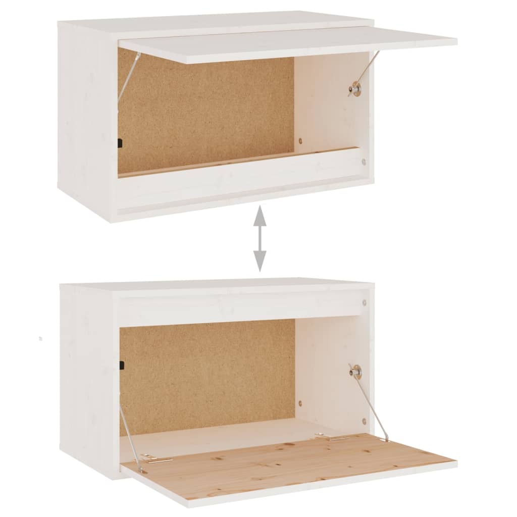 Wall Cabinet White 60x30x35 cm Solid Pinewood