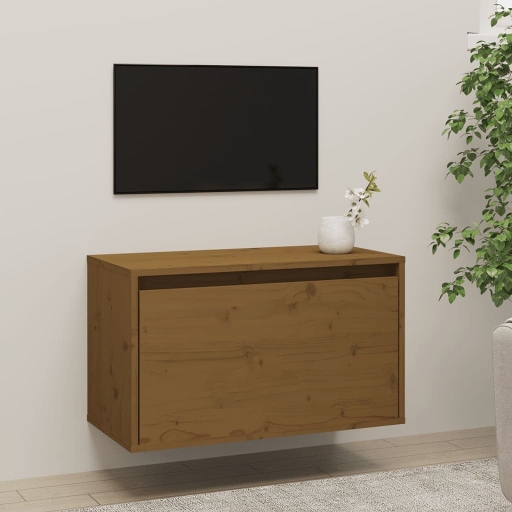 Wall Cabinet Honey Brown 60x30x35 cm Solid Pinewood