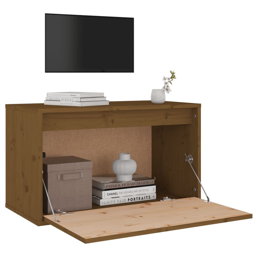 Wall Cabinet Honey Brown 60x30x35 cm Solid Pinewood