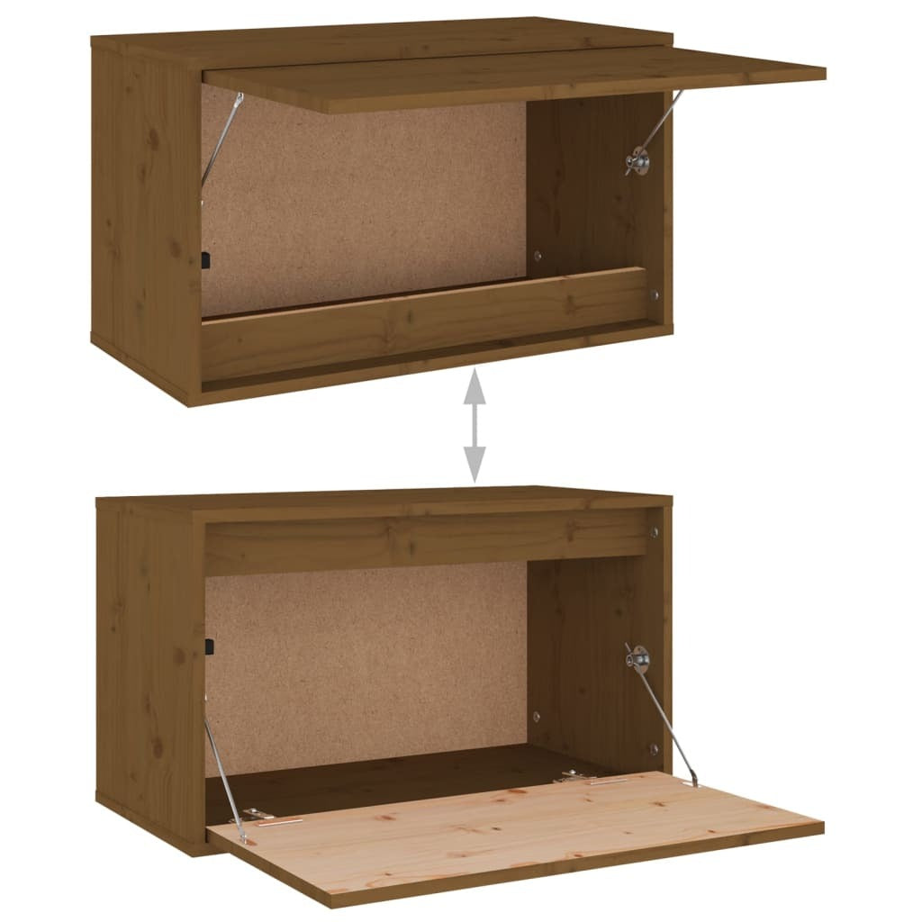 Wall Cabinet Honey Brown 60x30x35 cm Solid Pinewood