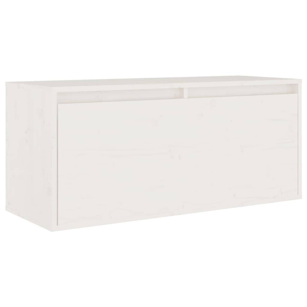 Wall Cabinet White 80x30x35 cm Solid Wood Pine