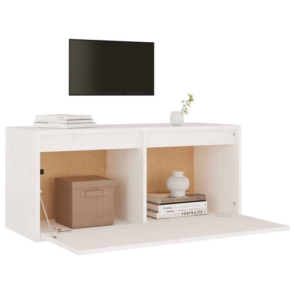 Wall Cabinet White 80x30x35 cm Solid Wood Pine