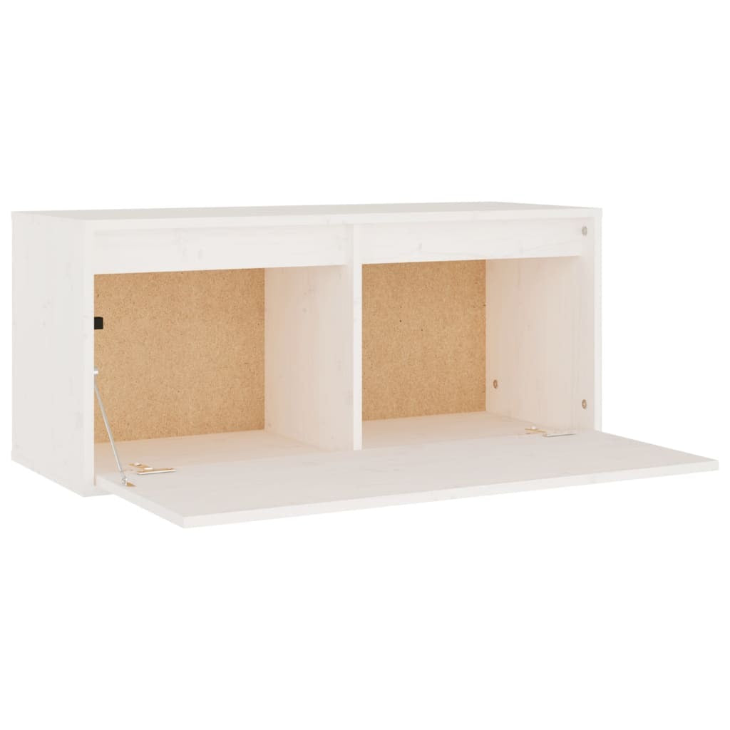 Wall Cabinet White 80x30x35 cm Solid Wood Pine