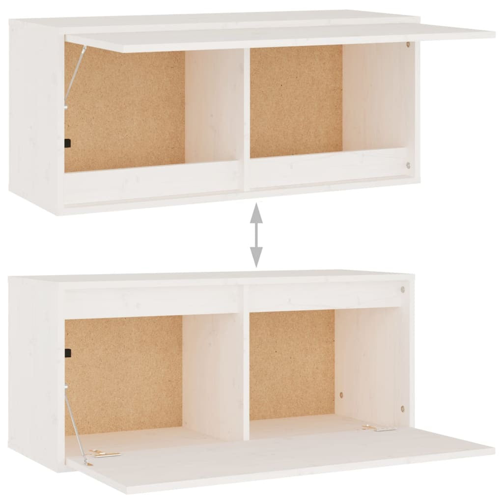 Wall Cabinet White 80x30x35 cm Solid Wood Pine