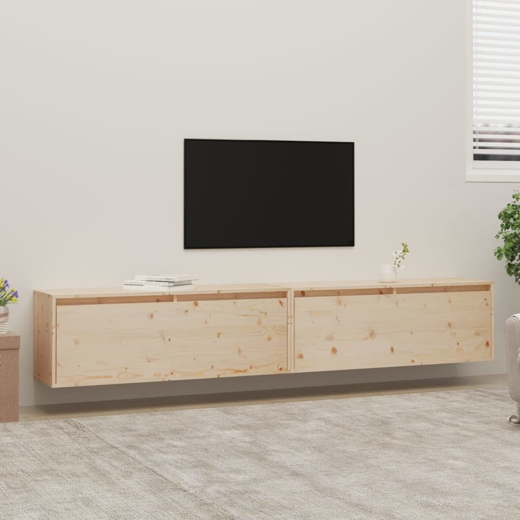 Wall Cabinets 2 pcs 100x30x35 cm Solid Wood Pine
