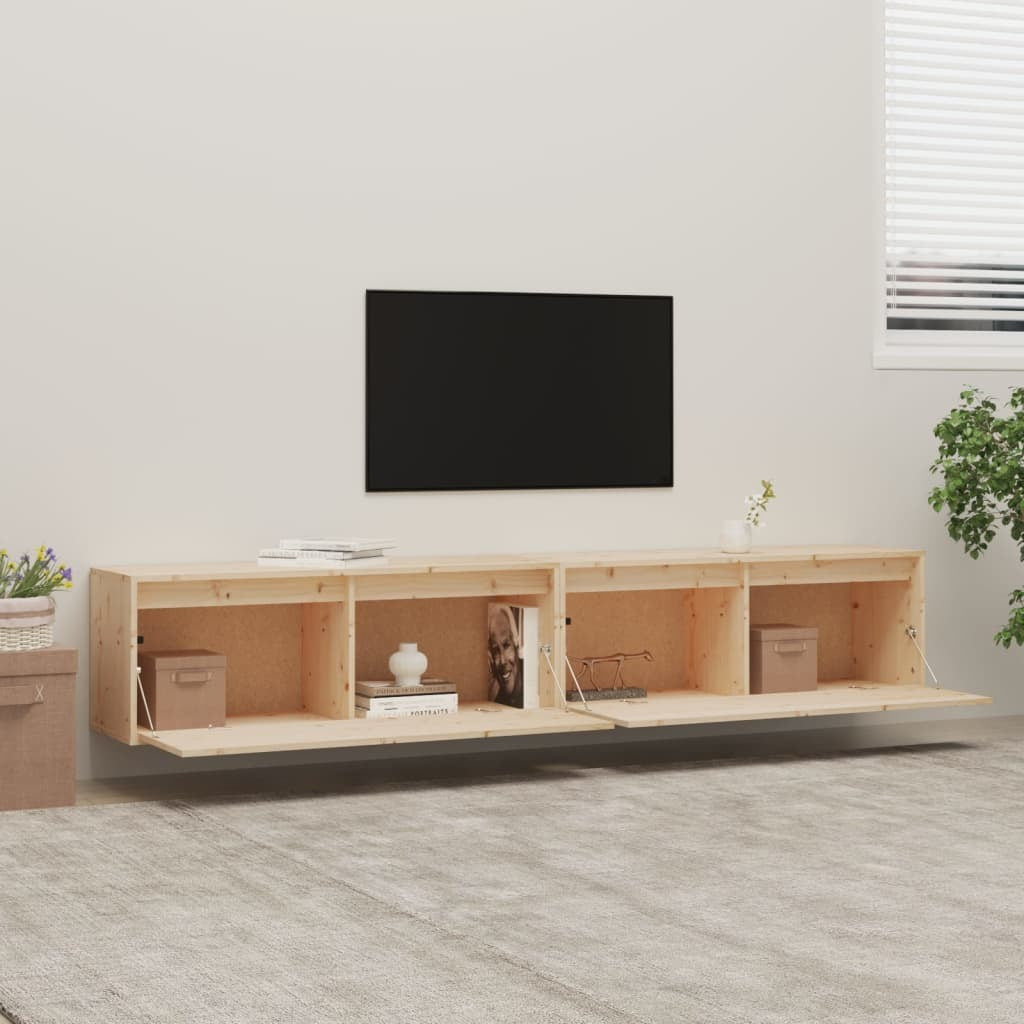 Wall Cabinets 2 pcs 100x30x35 cm Solid Wood Pine