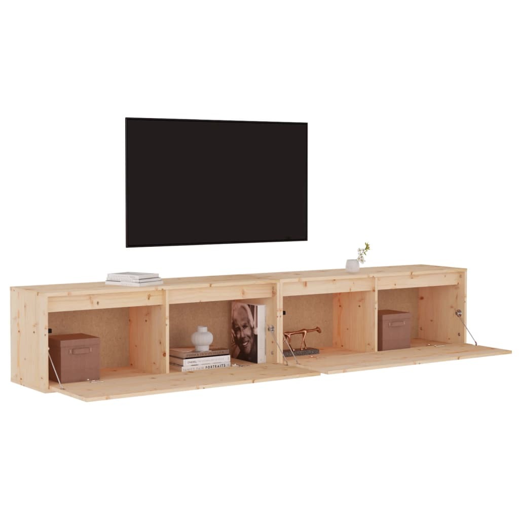 Wall Cabinets 2 pcs 100x30x35 cm Solid Wood Pine