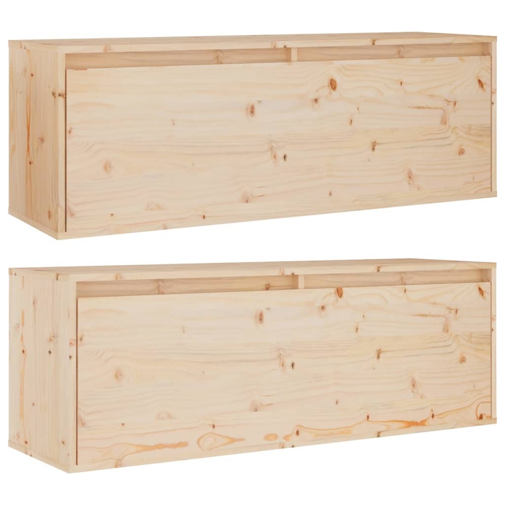 Wall Cabinets 2 pcs 100x30x35 cm Solid Wood Pine