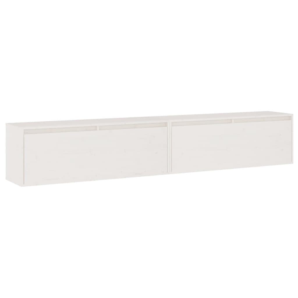 Wall Cabinets 2 pcs White 100x30x35 cm Solid Wood Pine