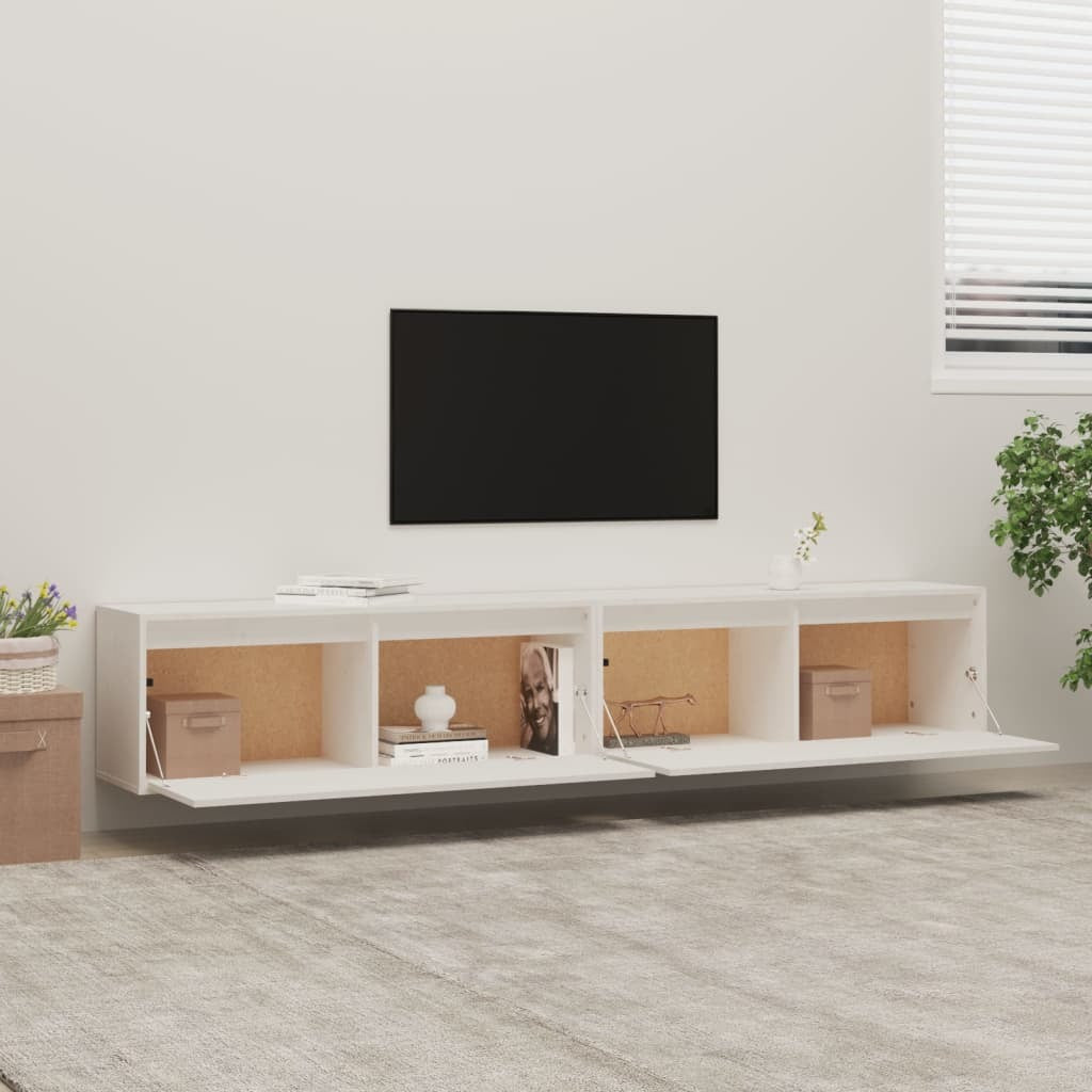 Wall Cabinets 2 pcs White 100x30x35 cm Solid Wood Pine