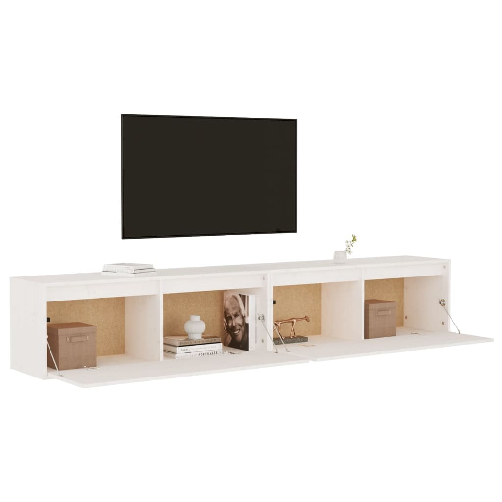 Wall Cabinets 2 pcs White 100x30x35 cm Solid Wood Pine