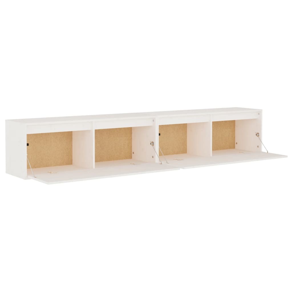 Wall Cabinets 2 pcs White 100x30x35 cm Solid Wood Pine