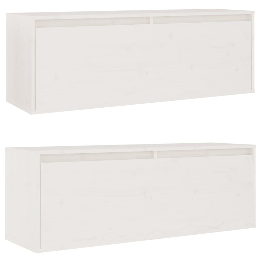 Wall Cabinets 2 pcs White 100x30x35 cm Solid Wood Pine