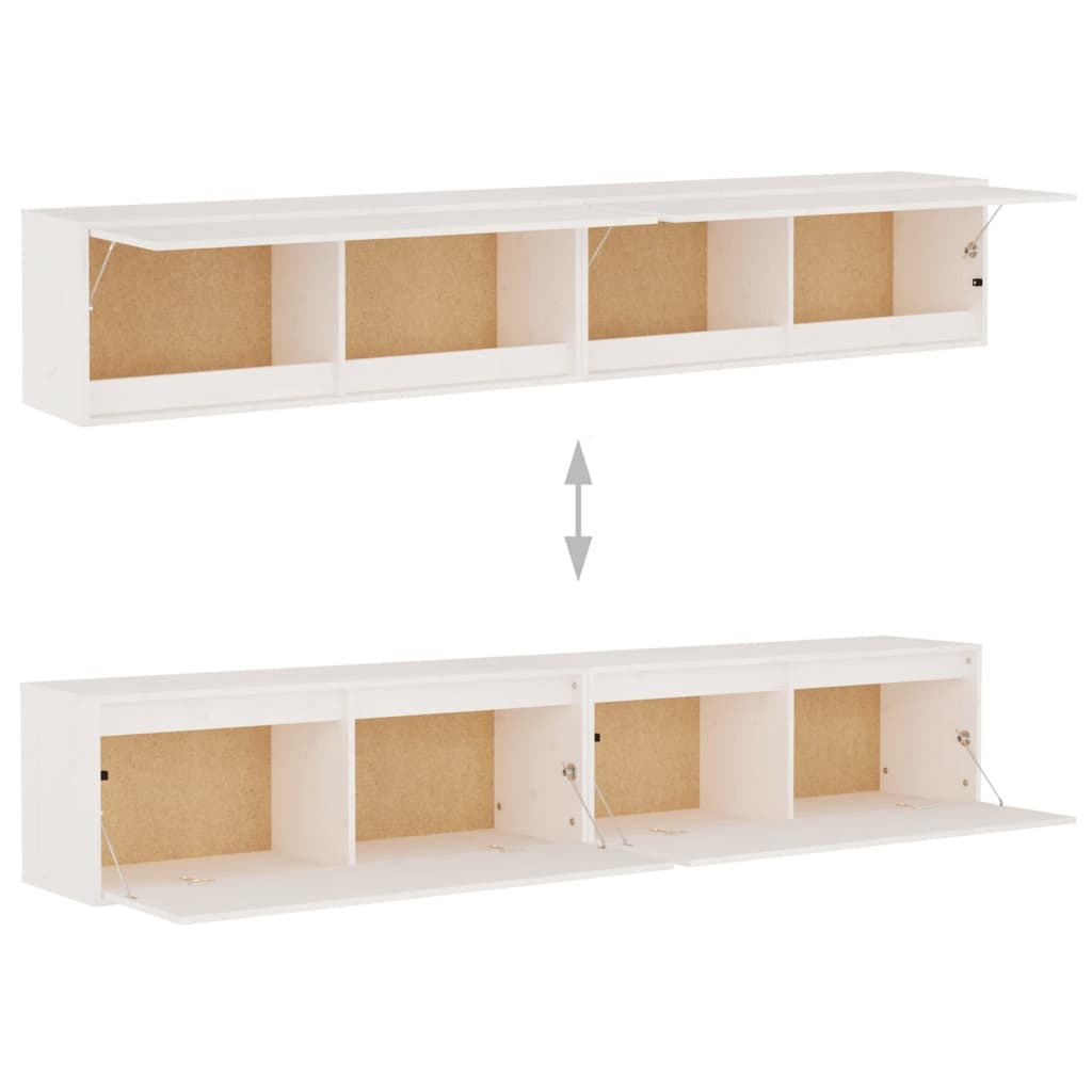 Wall Cabinets 2 pcs White 100x30x35 cm Solid Wood Pine
