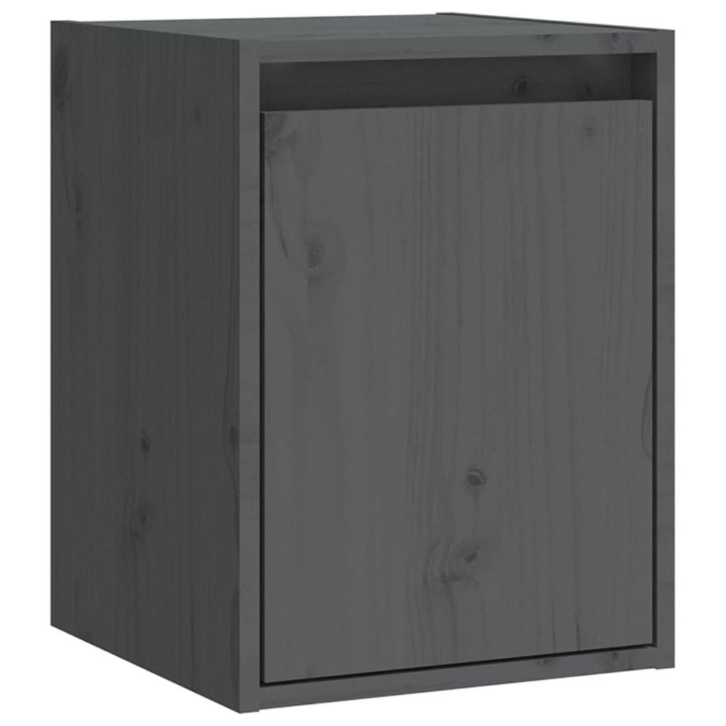 Wall Cabinets 2 pcs Grey 30x30x40 cm Solid Wood Pine