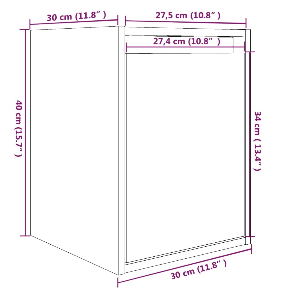 Wall Cabinets 2 pcs Grey 30x30x40 cm Solid Wood Pine
