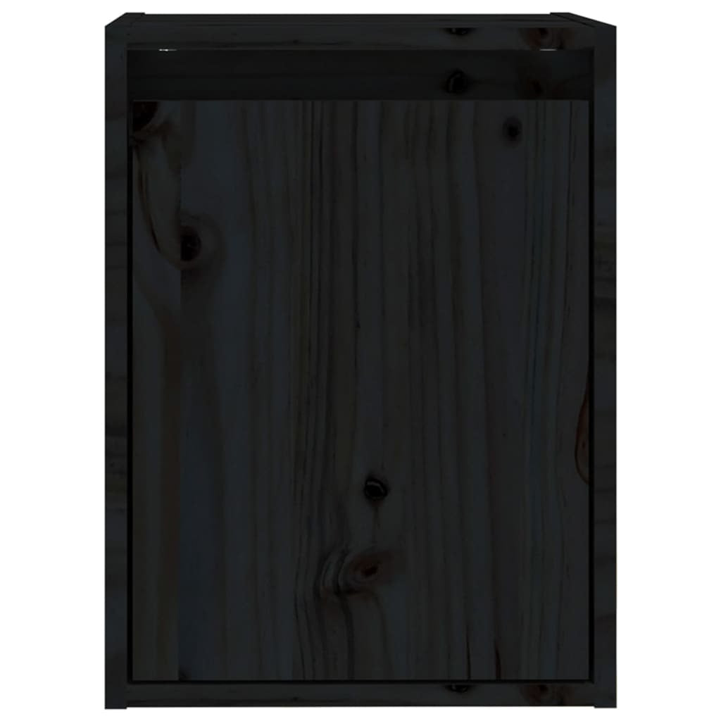 Wall Cabinets 2 pcs Black 30x30x40 cm Solid Wood Pine
