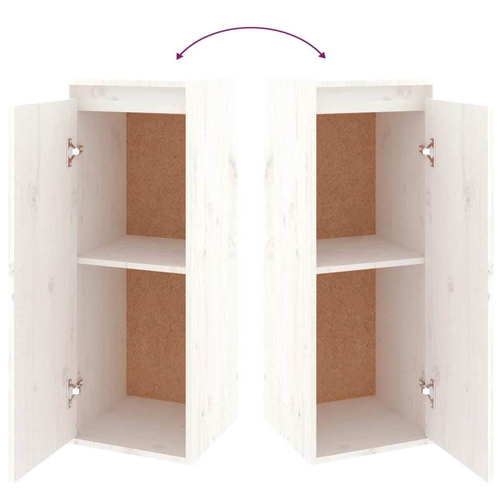 Wall Cabinet White 30x30x80 cm Solid Wood Pine