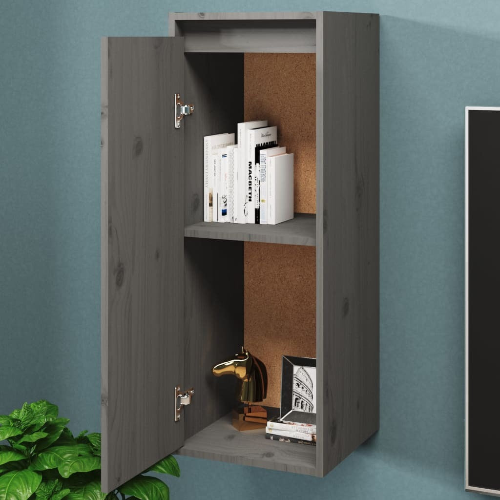 Wall Cabinet Grey 30x30x80 cm Solid Wood Pine