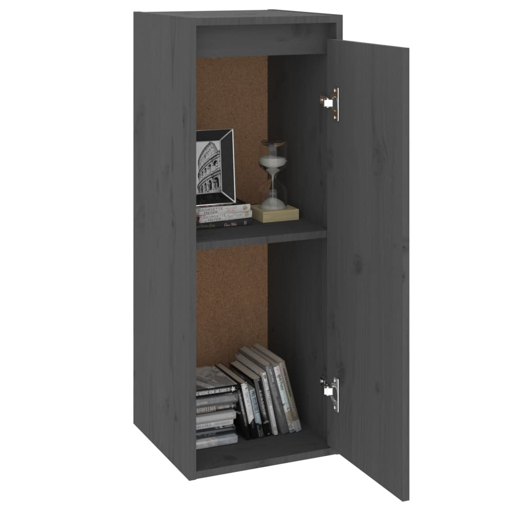 Wall Cabinet Grey 30x30x80 cm Solid Wood Pine