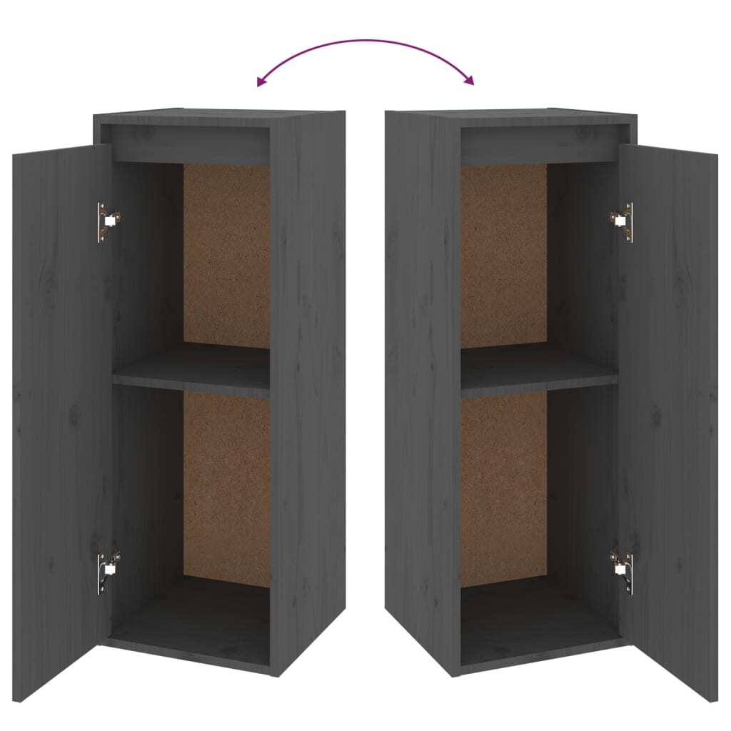 Wall Cabinet Grey 30x30x80 cm Solid Wood Pine