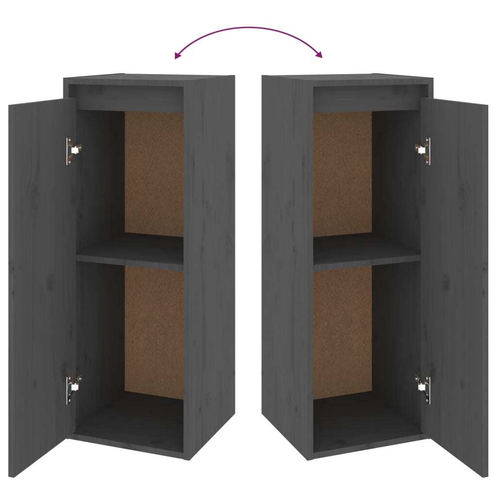 Wall Cabinets 2 pcs Grey 30x30x80 cm Solid Wood Pine