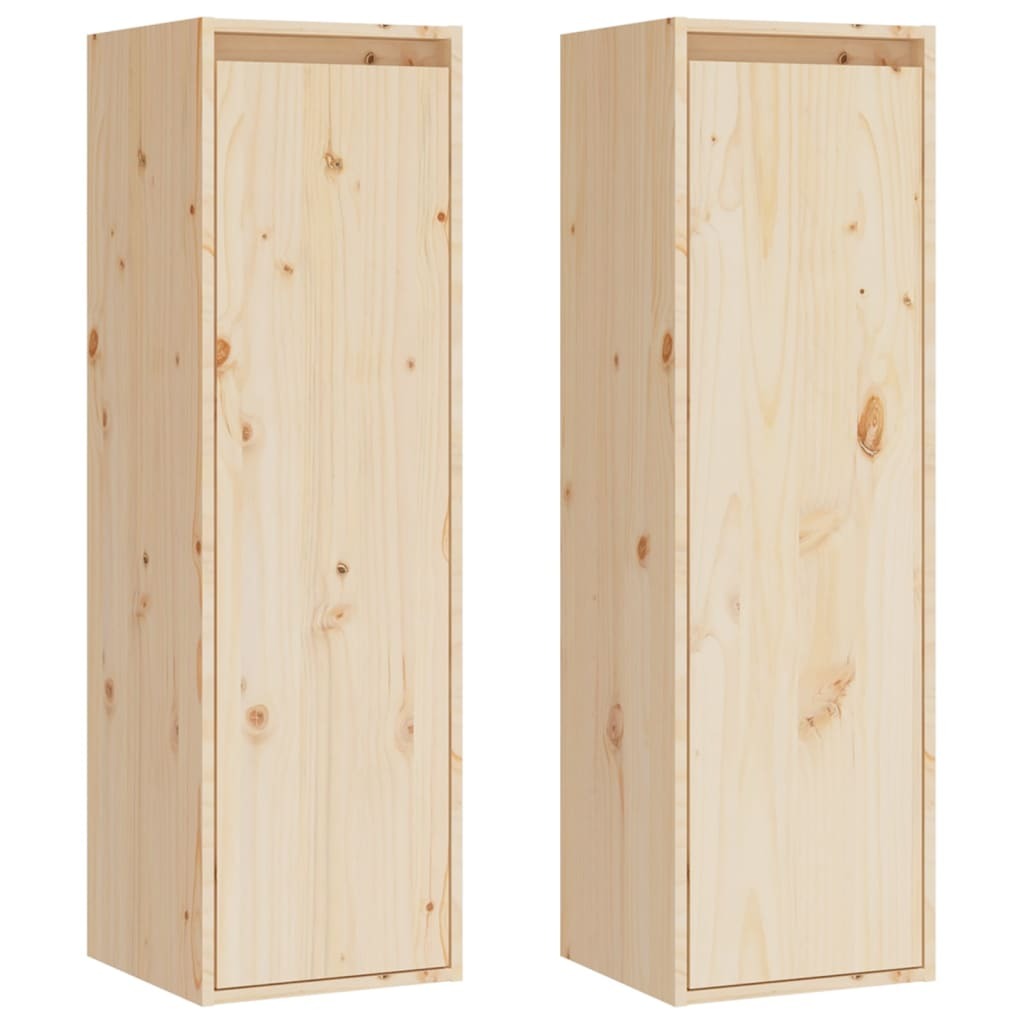 Wall Cabinets 2 pcs 30x30x100 cm Solid Pinewood