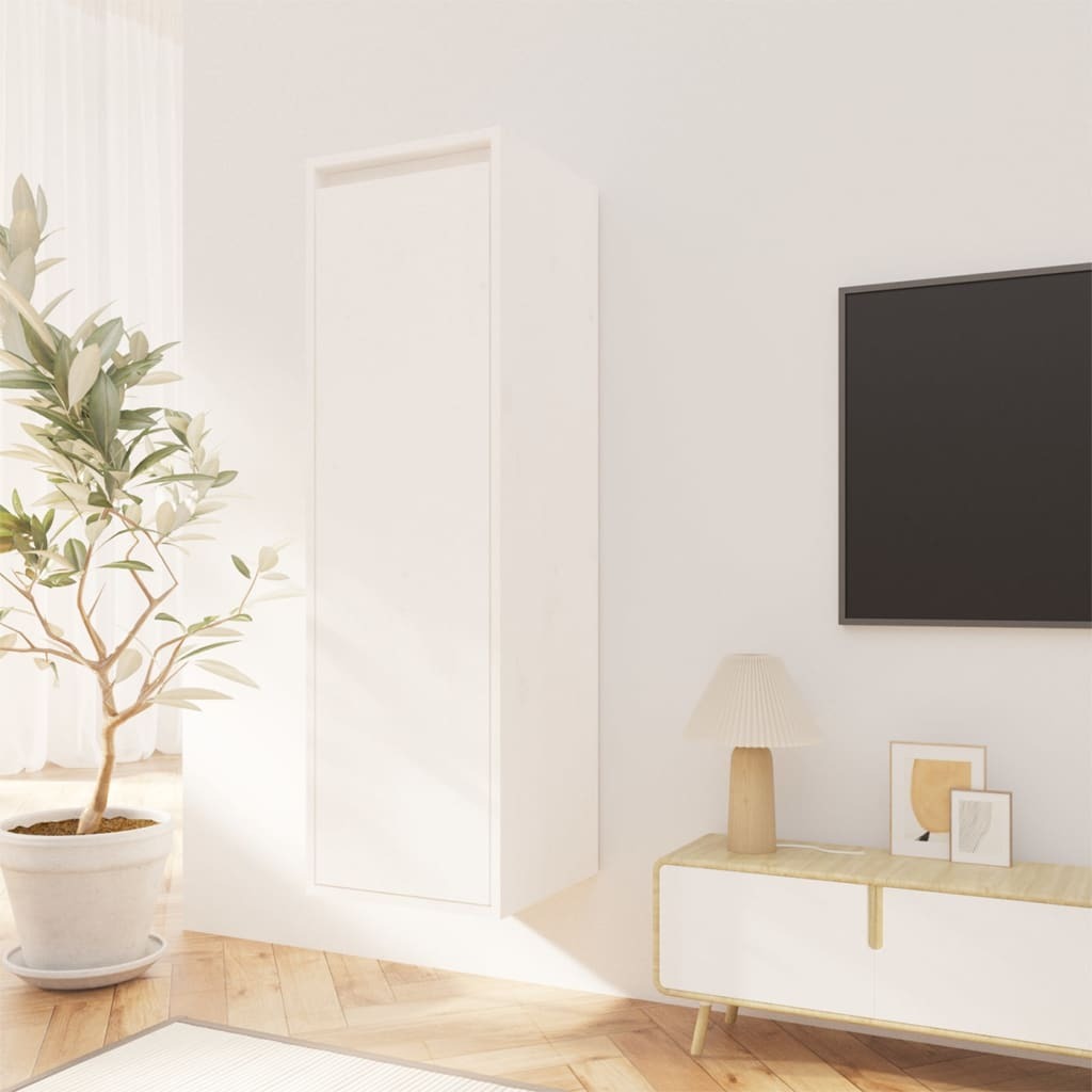 Wall Cabinet White 30x30x100 cm Solid Pinewood