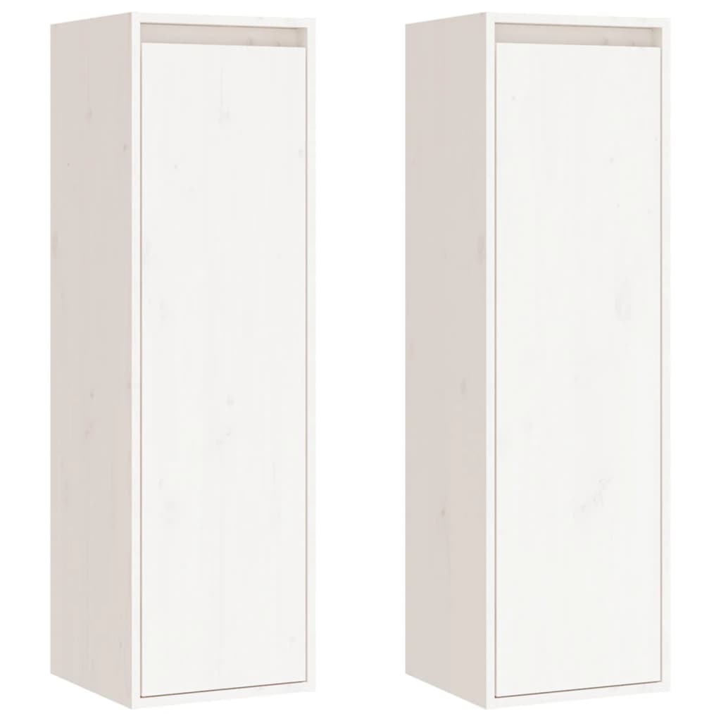 Wall Cabinets 2 pcs White 30x30x100 cm Solid Pinewood