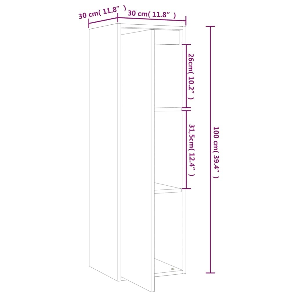 Wall Cabinets 2 pcs White 30x30x100 cm Solid Pinewood