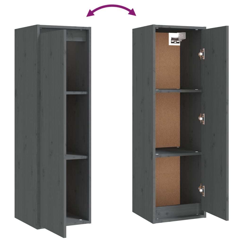 Wall Cabinets 2 pcs Grey 30x30x100 cm Solid Pinewood
