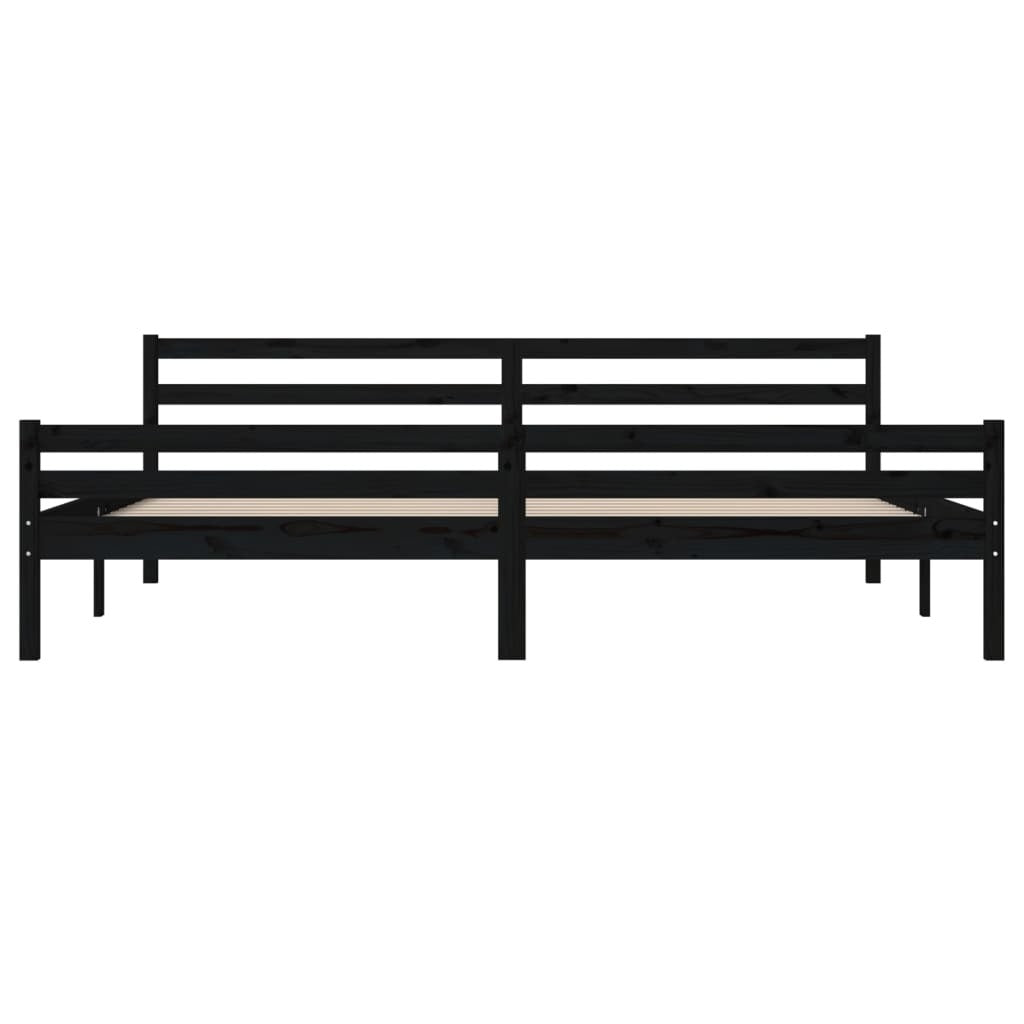 Bed Frame without Mattress Black Solid Wood 200x200 cm