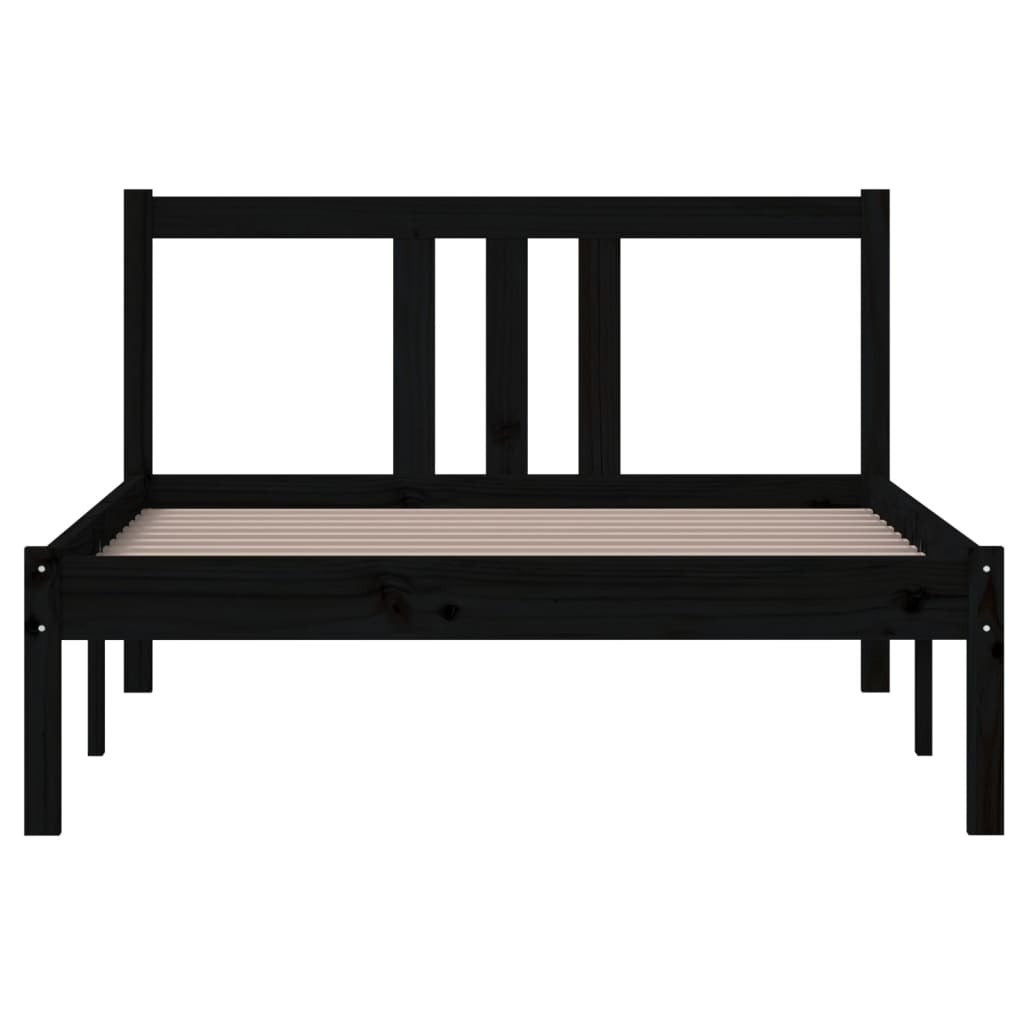 Bed Frame without Mattress Black Solid Wood 100x200 cm