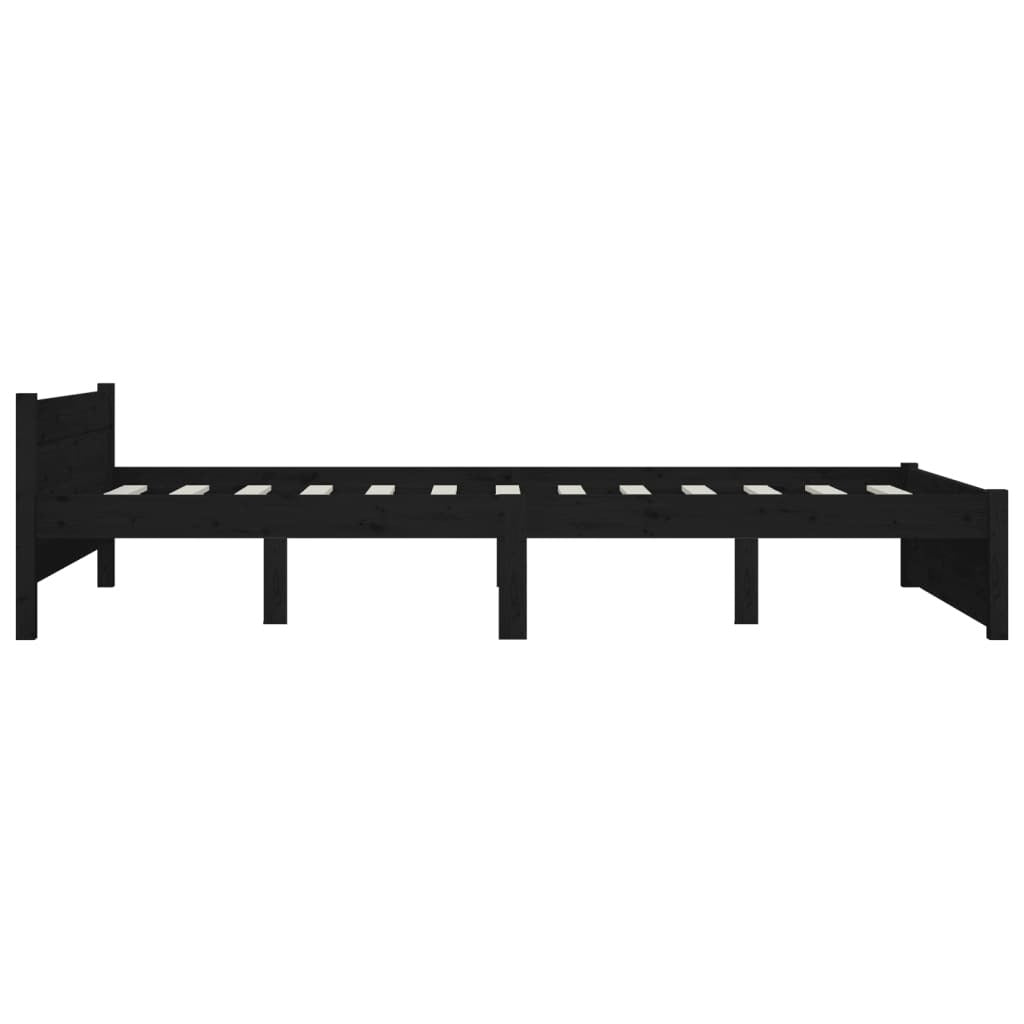 Bed Frame without Mattress Black Solid Wood 135x190 cm Double Double