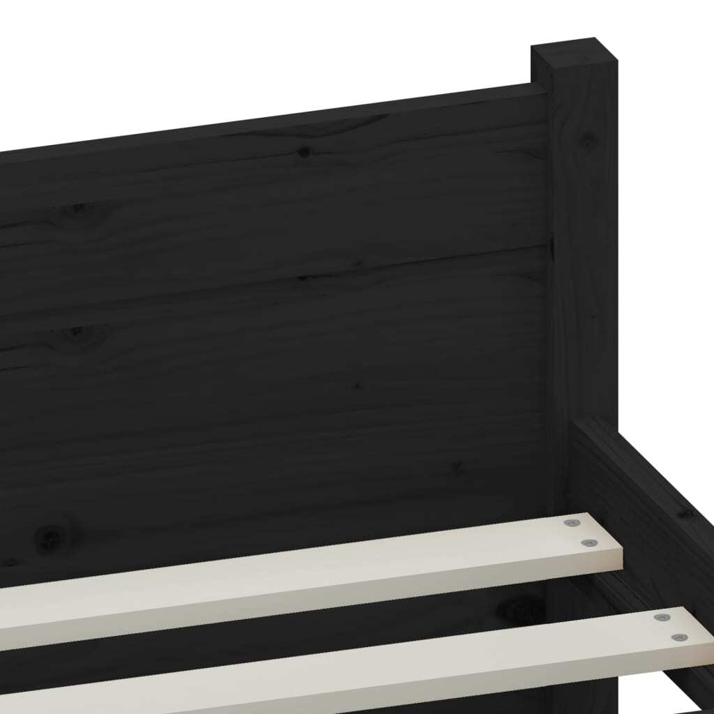 Bed Frame without Mattress Black Solid Wood 135x190 cm Double Double