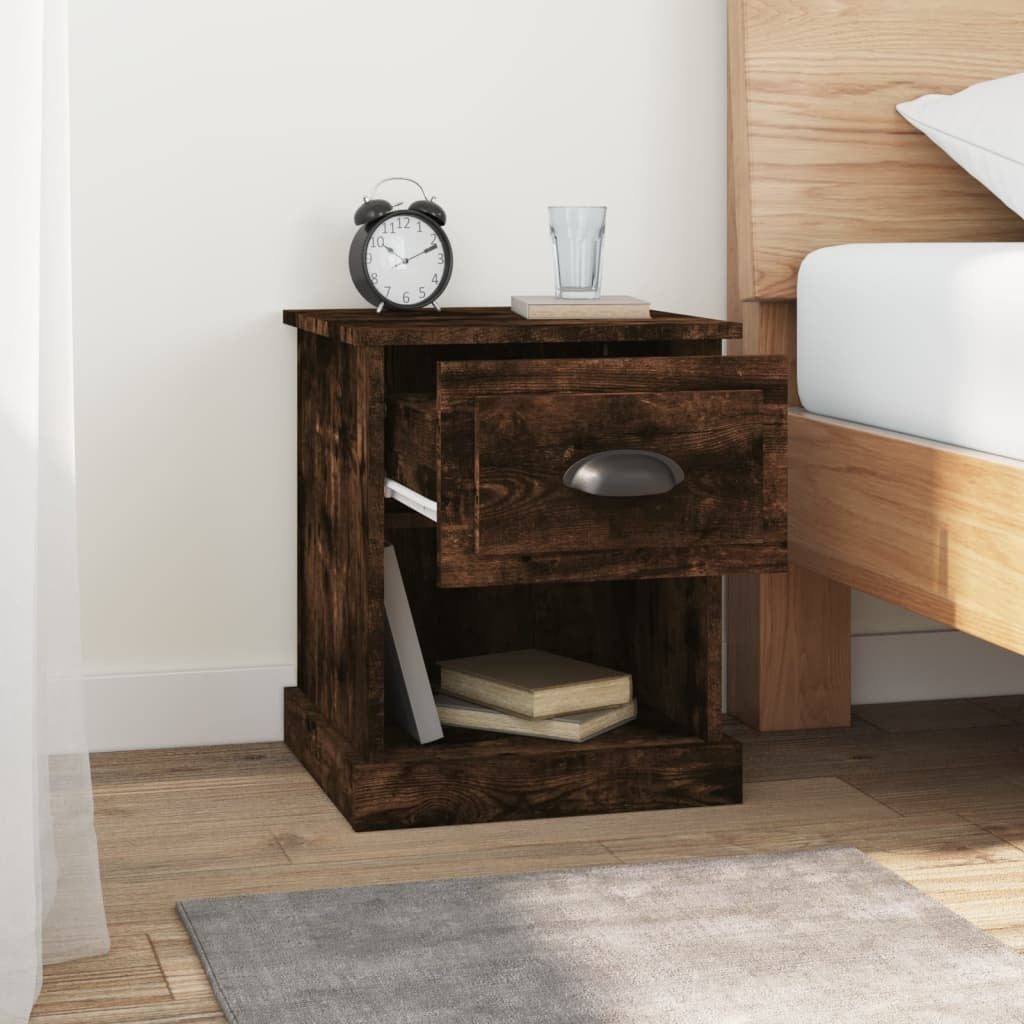 Bedside Cabinet Smoked Oak 39x39x47.5 cm Engineered Wood