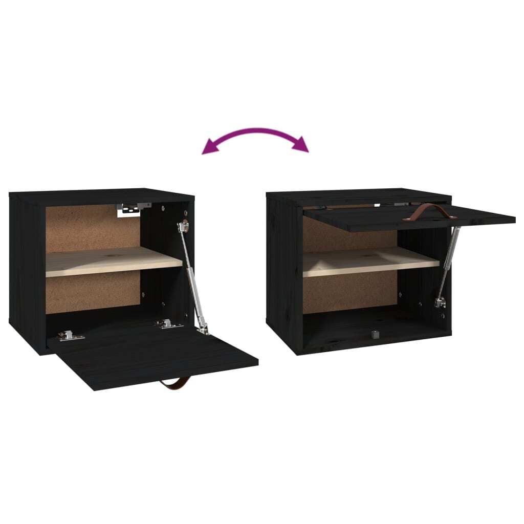 Wall Cabinet Black 40x30x35 cm Solid Wood Pine