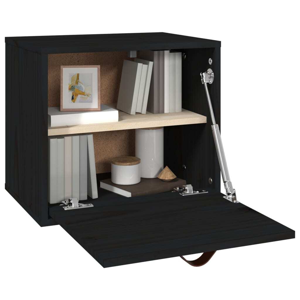 Wall Cabinet Black 40x30x35 cm Solid Wood Pine