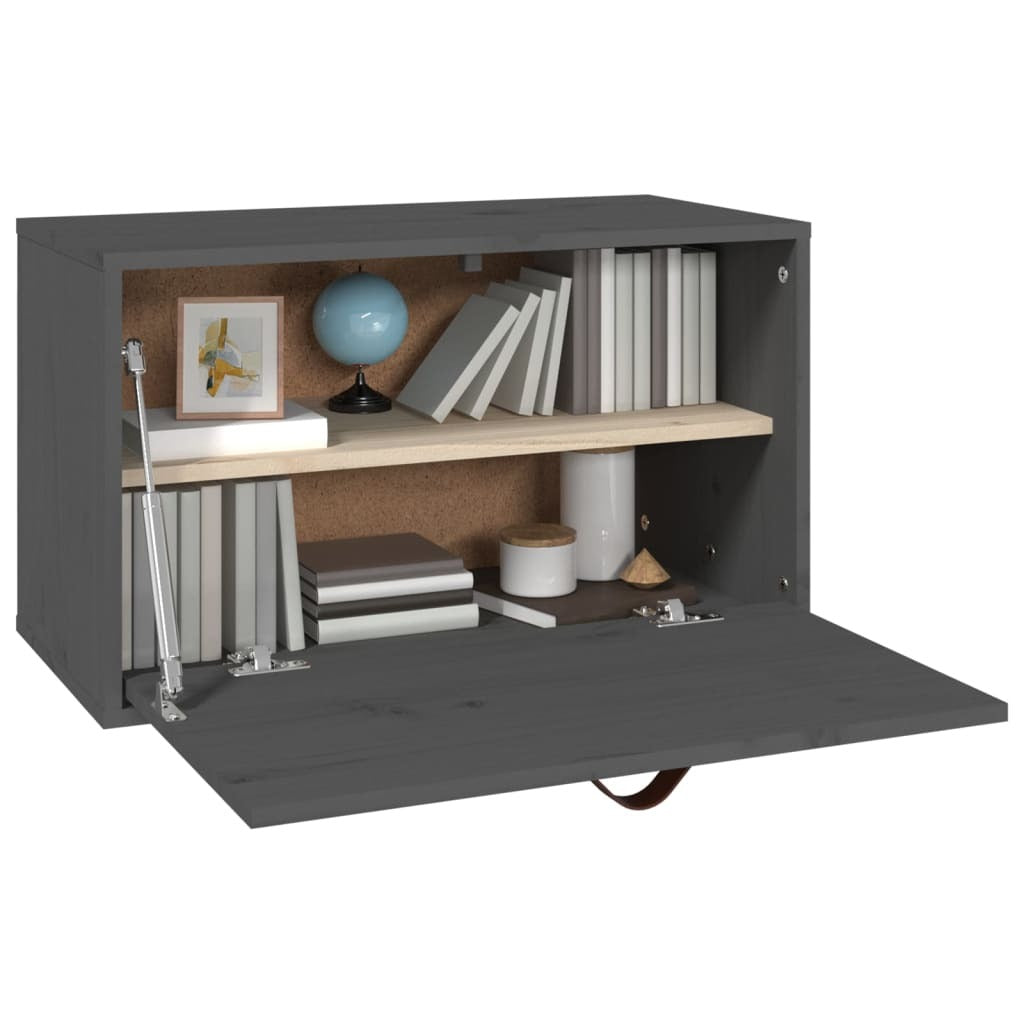 Wall Cabinet Grey 60x30x35 cm Solid Wood Pine