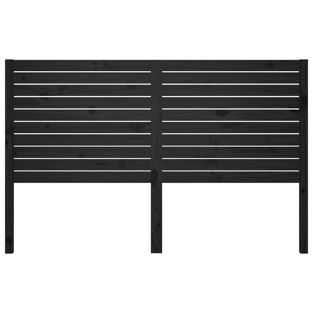Bed Headboard Black 186x4x100 cm Solid Wood Pine