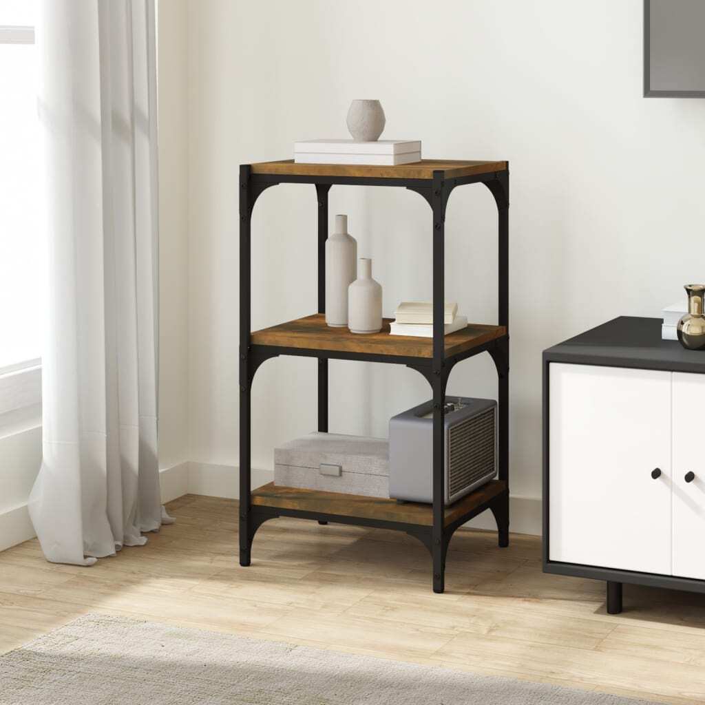 Book Cabinet Smoked Oak 40x33x70.5 cm Engineered Wood and Steel