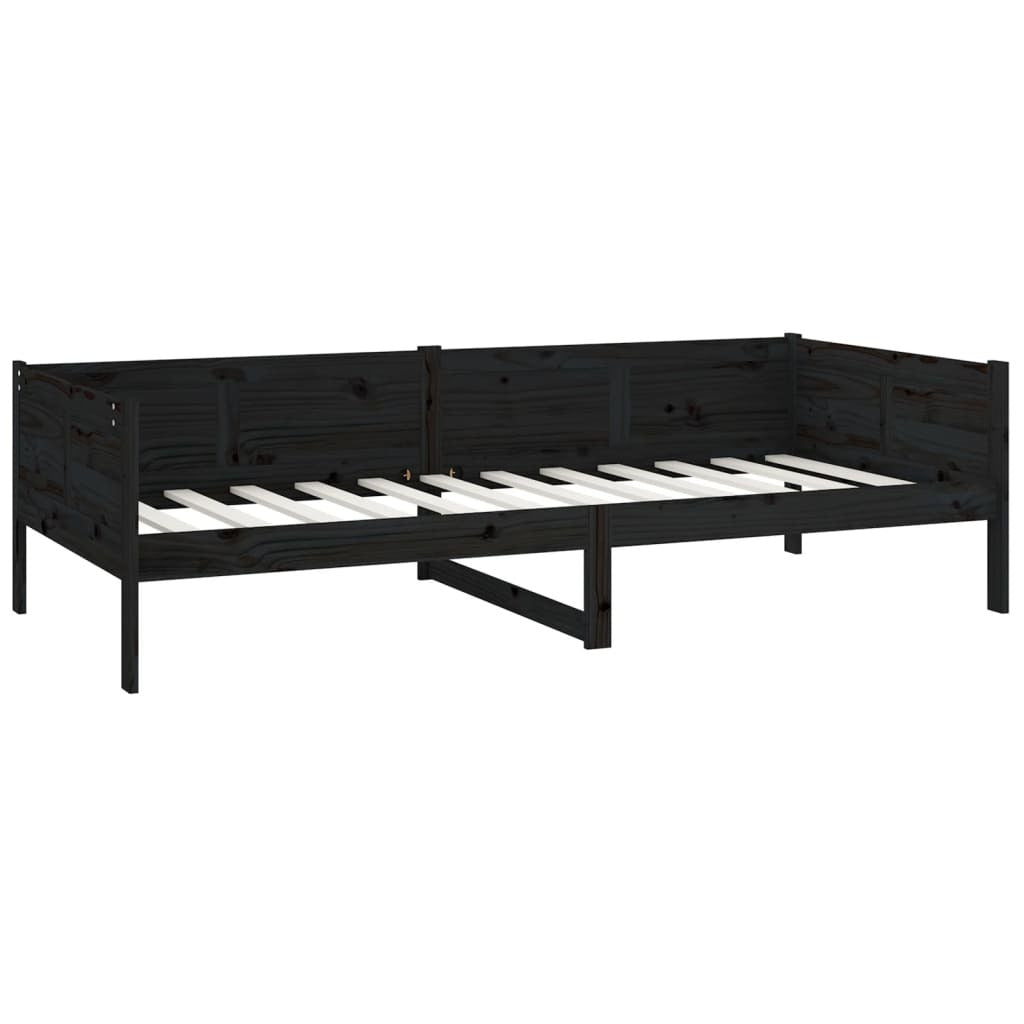 Day Bed without Mattress Black Solid Wood Pine 90x190 cm Single