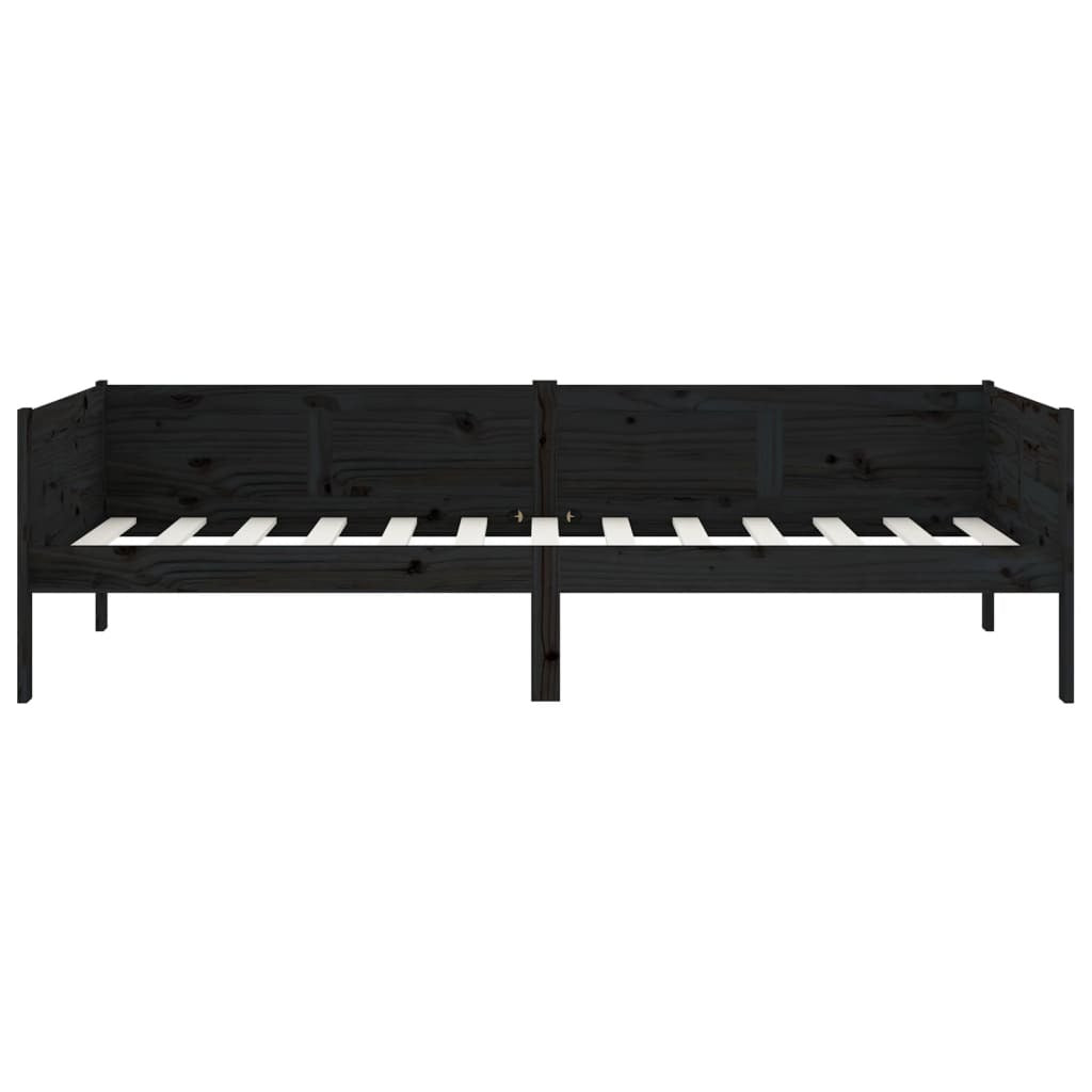 Day Bed without Mattress Black Solid Wood Pine 90x190 cm Single